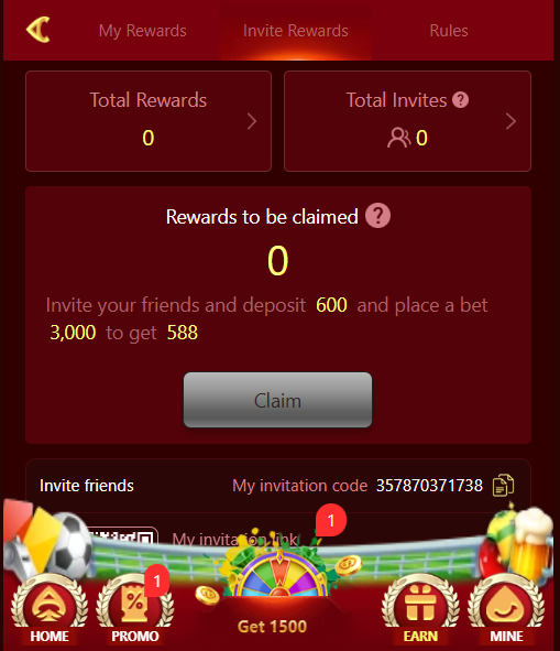 PK Mega Win Invite Code