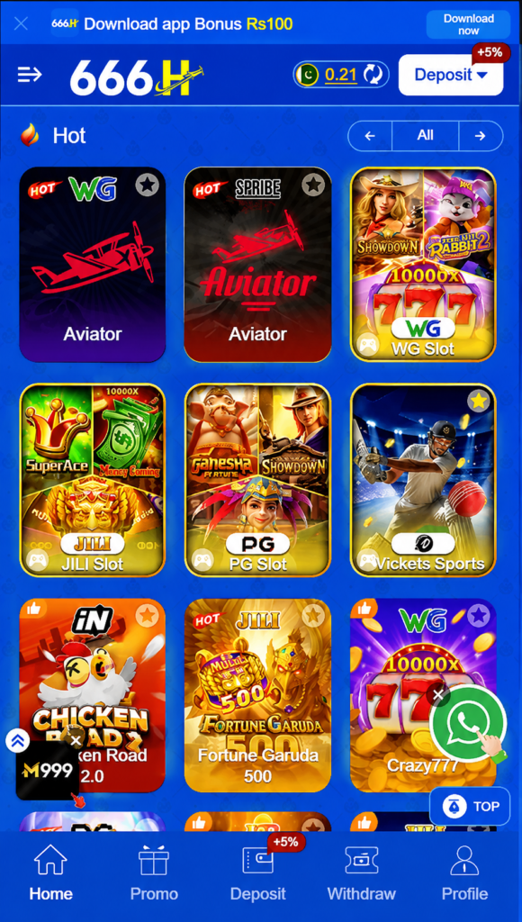 666H Game mobile app interface in Pakistan